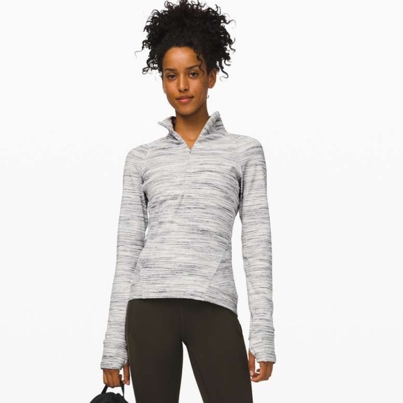 Lululemon Top Women 4 Sweater Outrun The Elements 1/2 Zip Thumbholes Space Dye - Picture 1 of 11